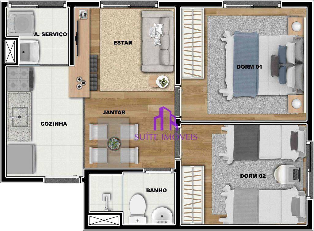 Apartamento à venda com 2 quartos, 41m² - Foto 2