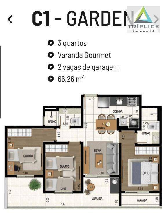 Apartamento à venda com 3 quartos, 66m² - Foto 2