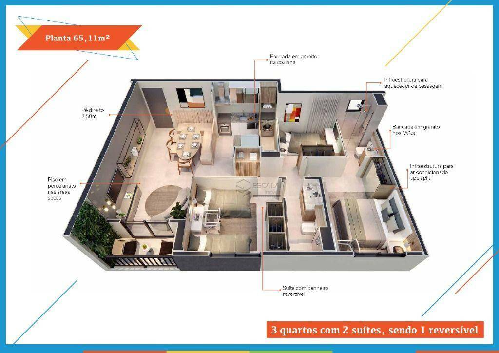 Apartamento à venda com 3 quartos, 65m² - Foto 9