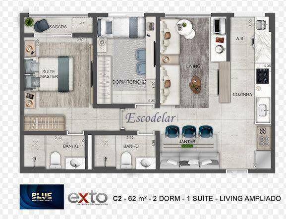 Apartamento à venda com 2 quartos, 62m² - Foto 14