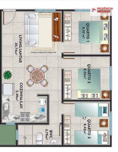 Apartamento à venda com 3 quartos, 77m² - Foto 3