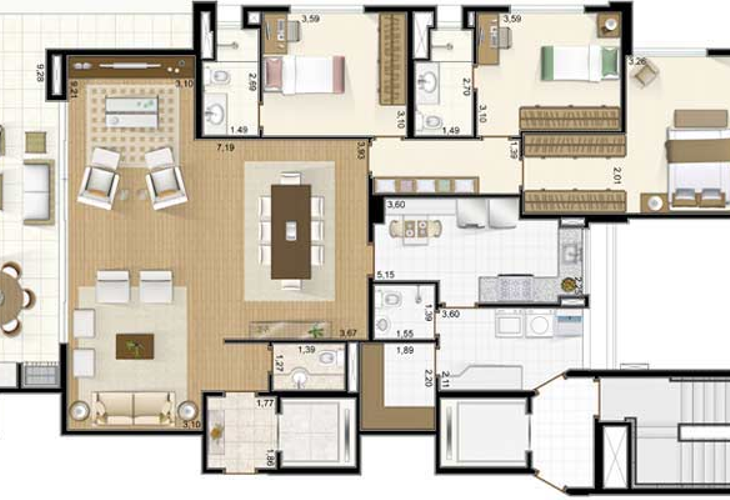 Apartamento à venda com 3 quartos, 166m² - Foto 3