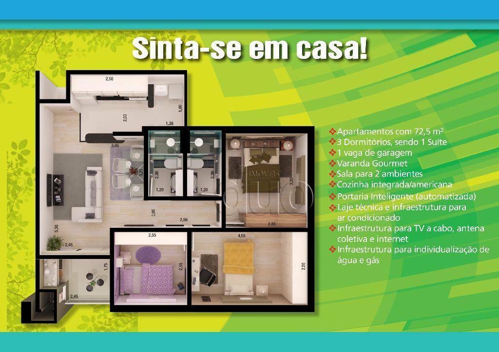 Apartamento à venda com 3 quartos, 72m² - Foto 2