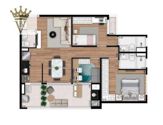 Apartamento à venda com 3 quartos, 84m² - Foto 3