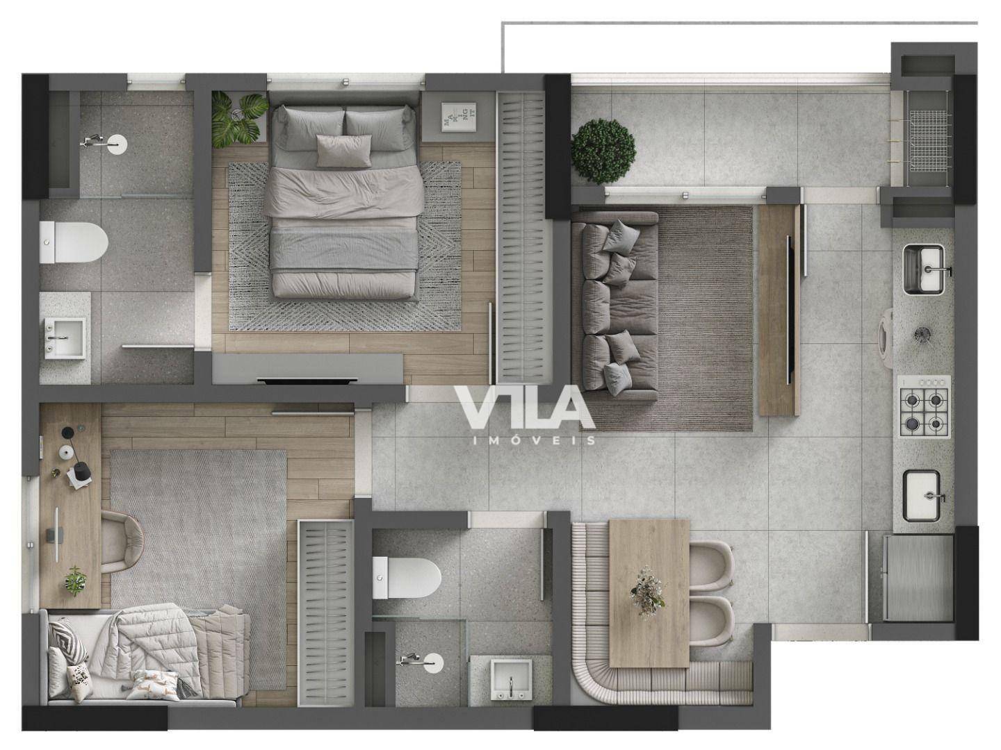 Apartamento à venda com 2 quartos, 47m² - Foto 3