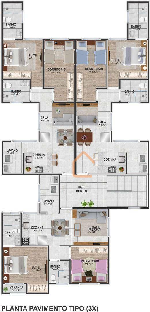 Apartamento à venda com 2 quartos, 63m² - Foto 3