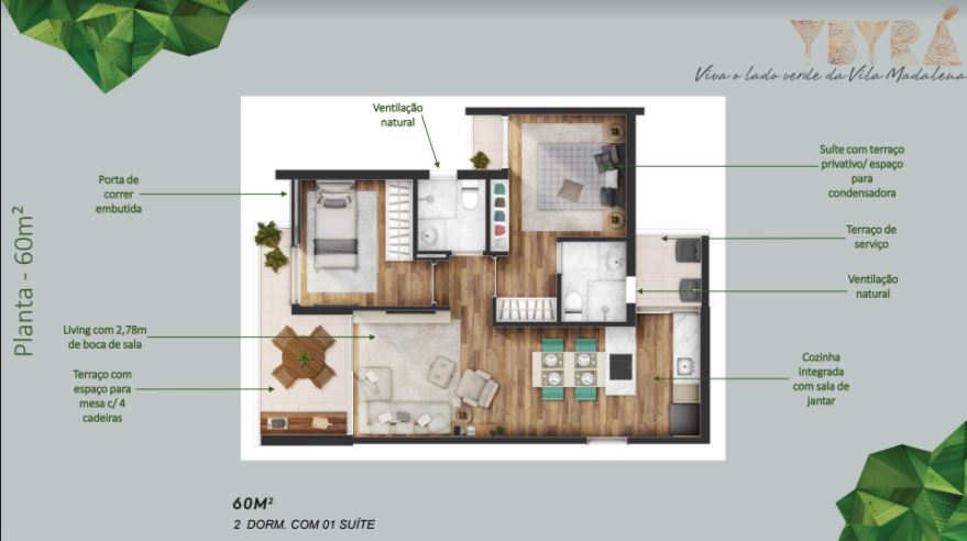 Apartamento à venda com 2 quartos, 59m² - Foto 2