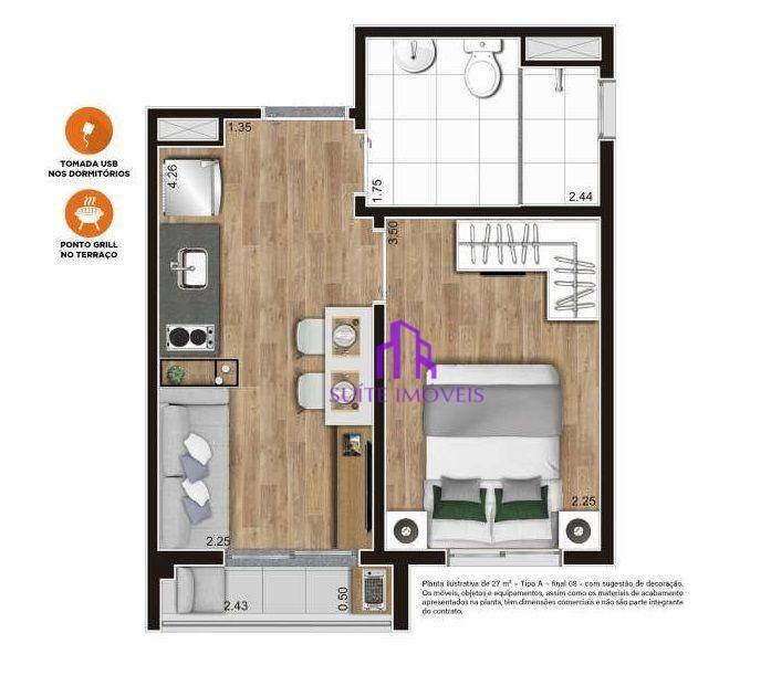 Apartamento à venda com 2 quartos, 38m² - Foto 8