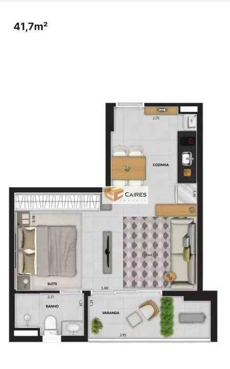 Apartamento à venda com 1 quarto, 41m² - Foto 4