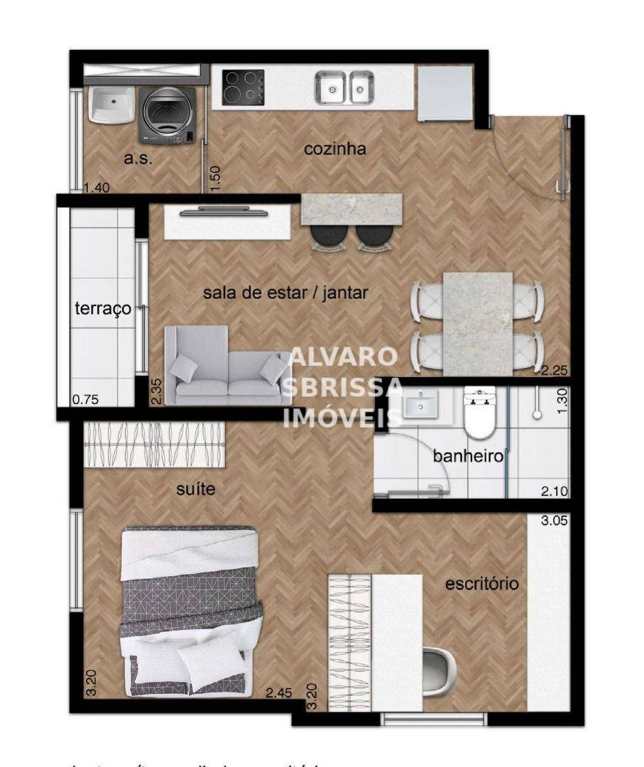 Apartamento à venda com 1 quarto, 46m² - Foto 3