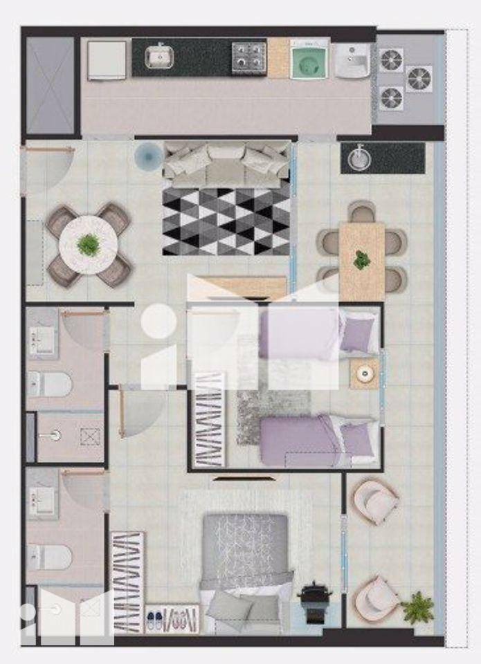 Apartamento à venda com 2 quartos, 57m² - Foto 2