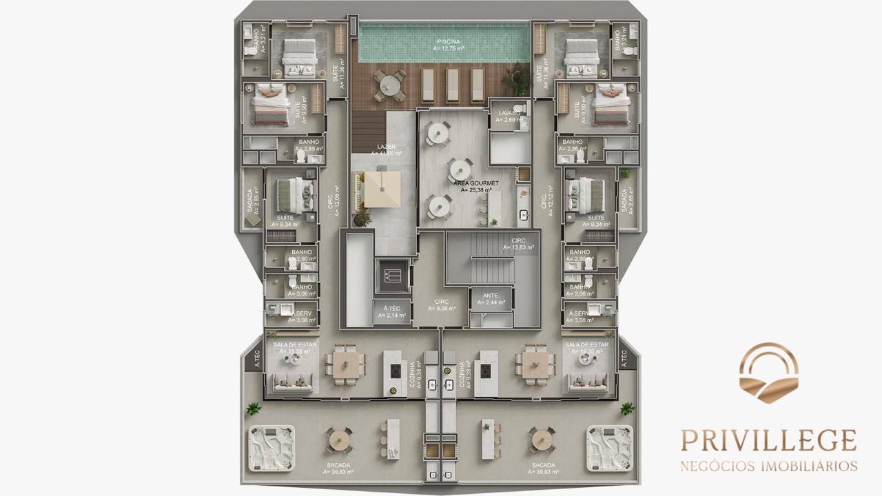 Cobertura, 3 quartos, 151 m² - Foto 4