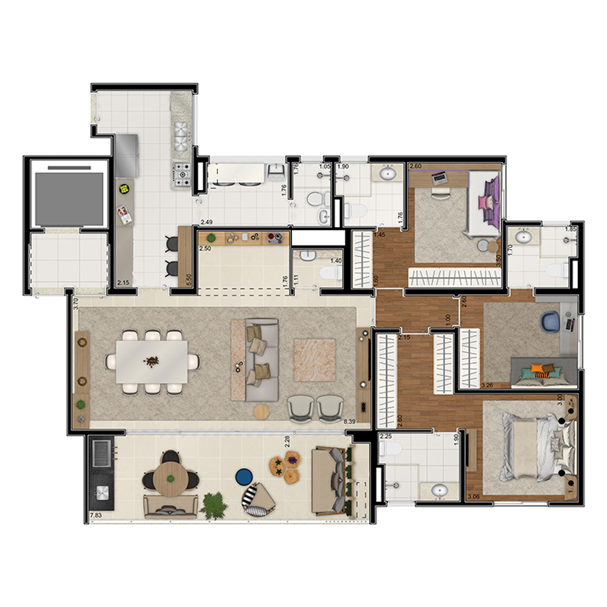 Apartamento à venda com 3 quartos, 141m² - Foto 2