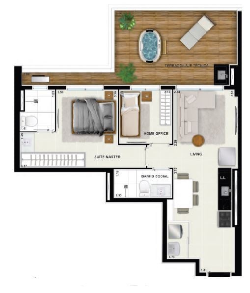 Apartamento, 1 quarto, 51 m² - Foto 55