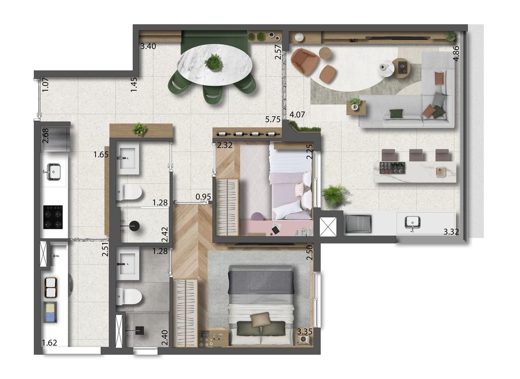 Apartamento à venda com 2 quartos, 121m² - Foto 1