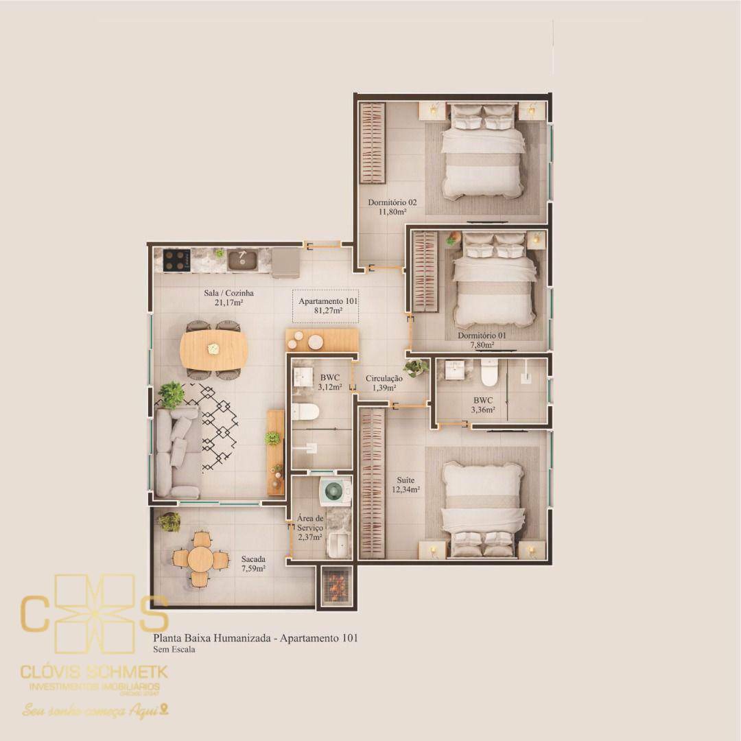 Apartamento à venda com 3 quartos, 81m² - Foto 5