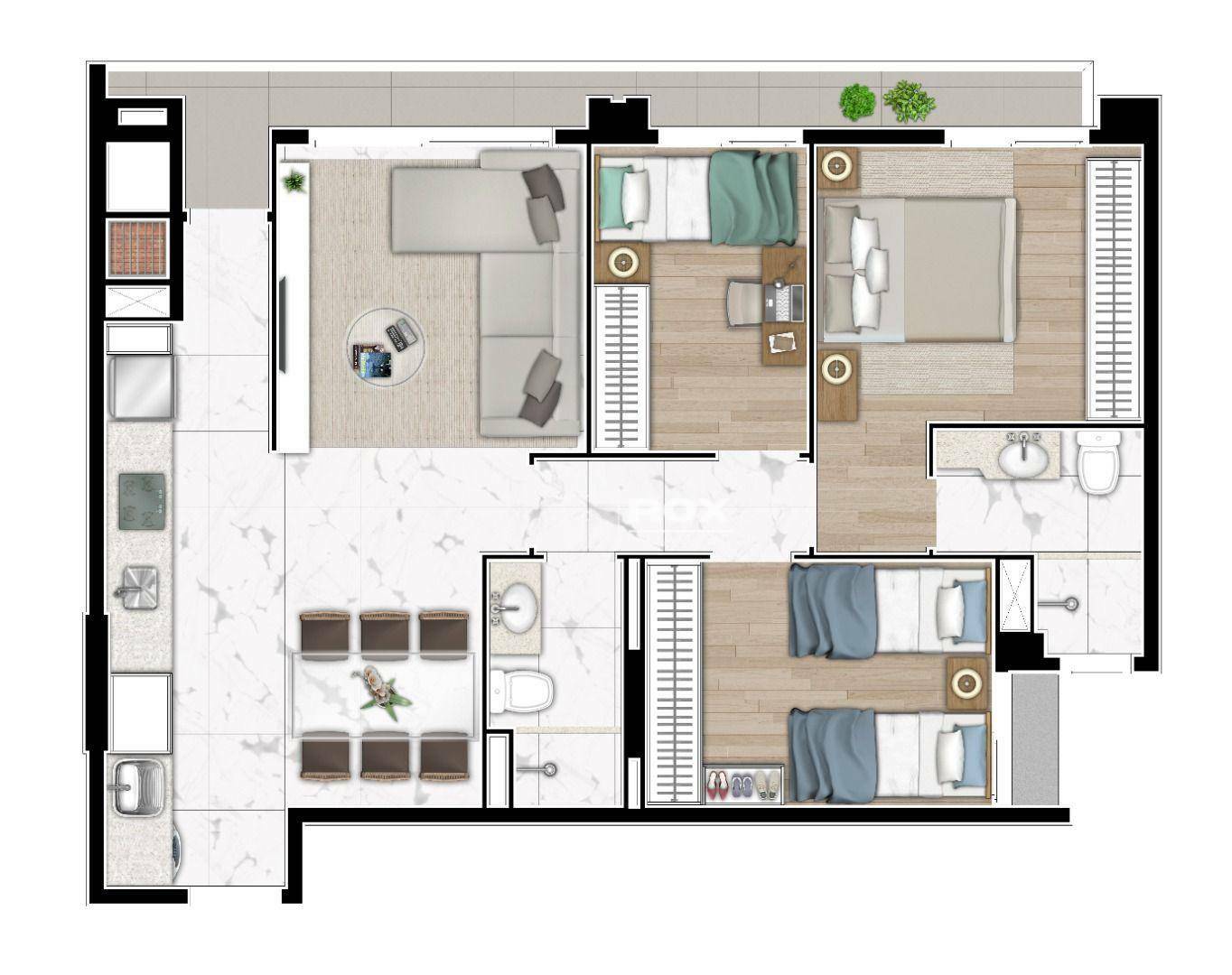 Apartamento à venda com 3 quartos, 77m² - Foto 3