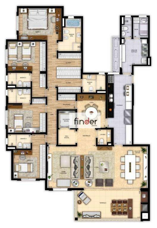 Apartamento à venda com 3 quartos, 267m² - Foto 76