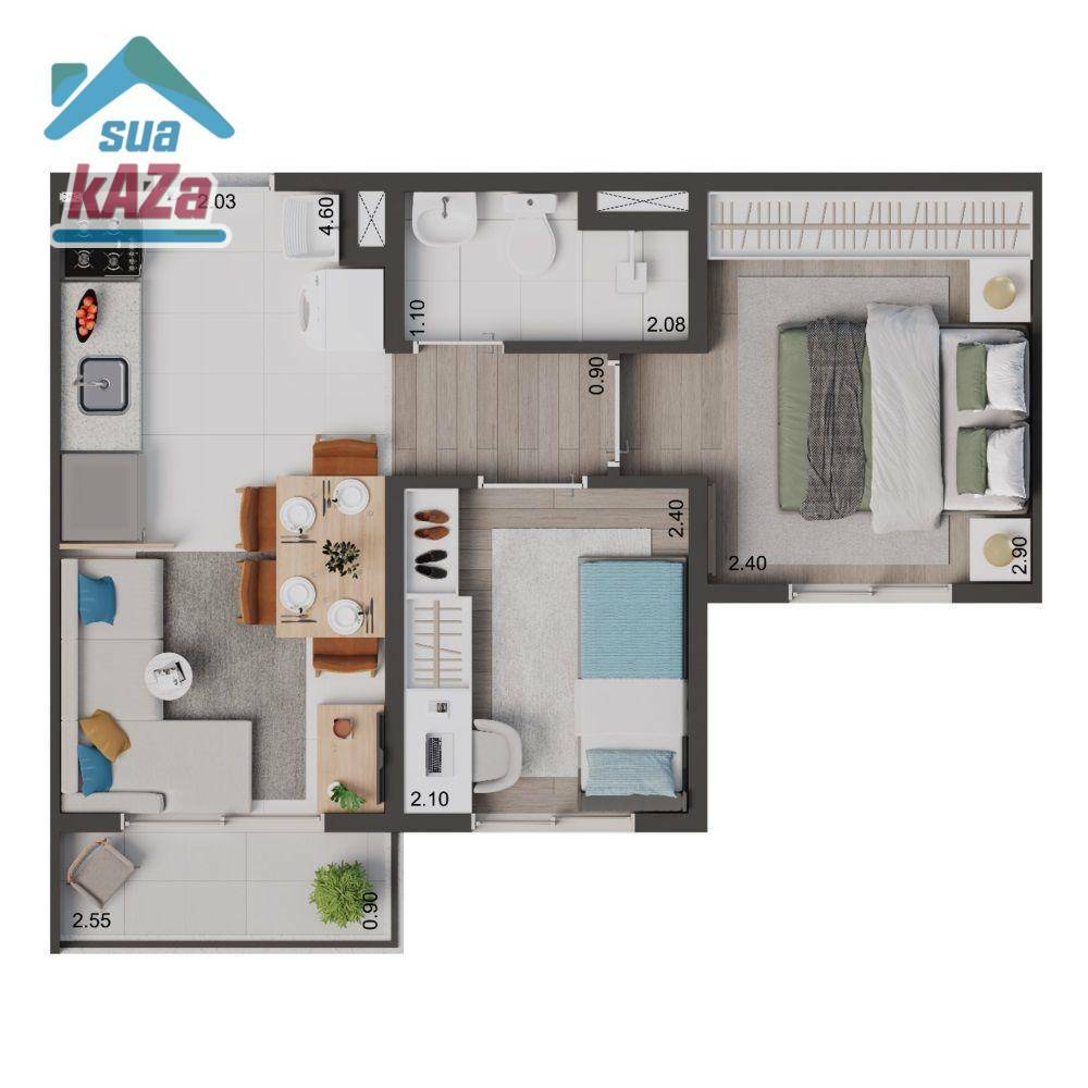 Apartamento à venda com 2 quartos, 34m² - Foto 2