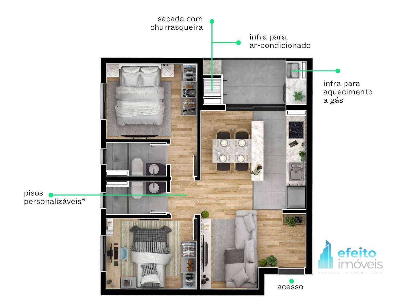 Apartamento à venda com 2 quartos, 61m² - Foto 4