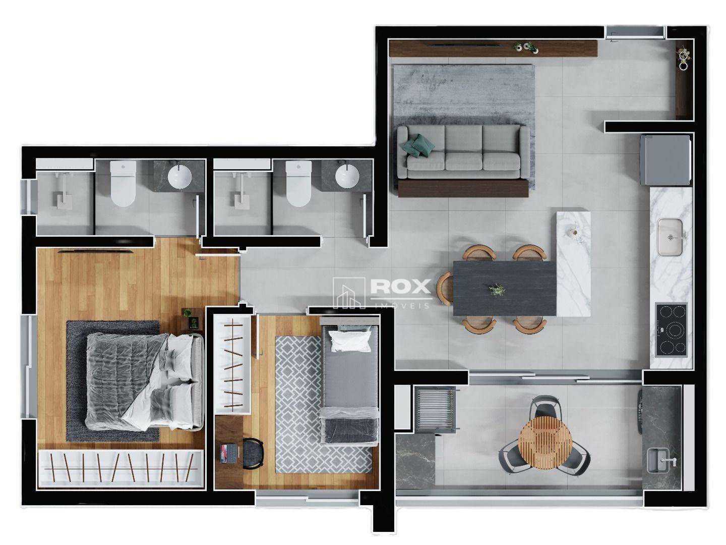 Apartamento à venda com 2 quartos, 59m² - Foto 2