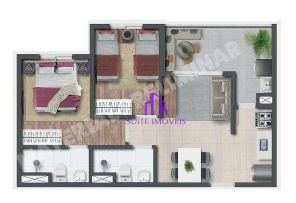 Apartamento à venda com 2 quartos, 47m² - Foto 2