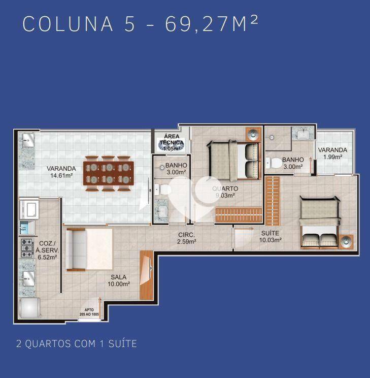 Apartamento à venda com 2 quartos, 69m² - Foto 6