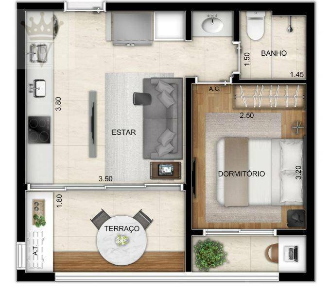 Apartamento à venda com 1 quarto, 25m² - Foto 8