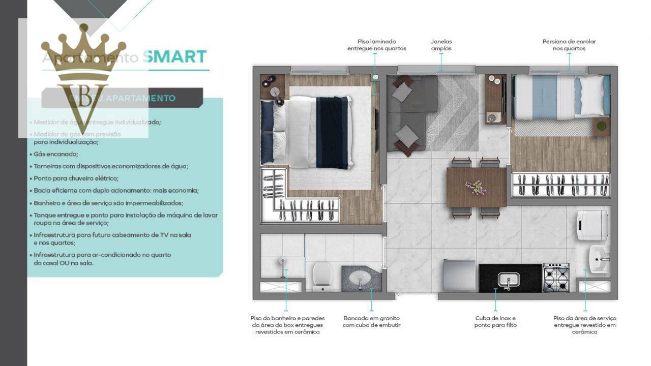 Apartamento à venda com 2 quartos, 36m² - Foto 2