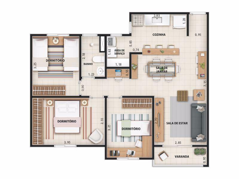 Apartamento à venda com 3 quartos, 71m² - Foto 3