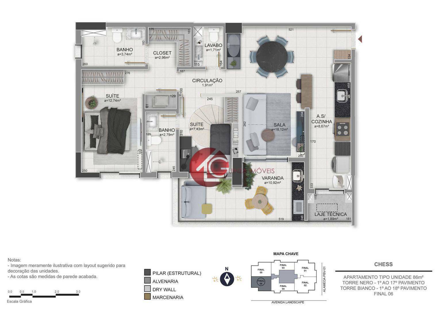 Apartamento à venda com 2 quartos, 86m² - Foto 2