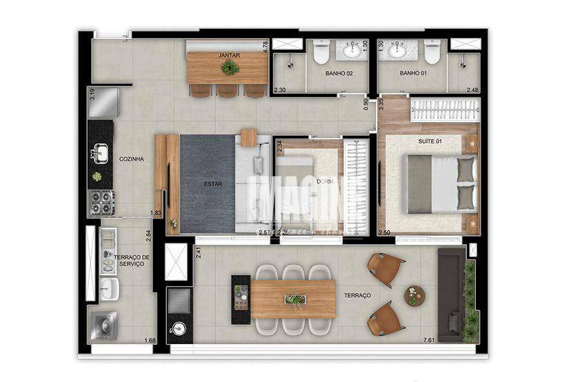 Apartamento à venda com 2 quartos, 75m² - Foto 3