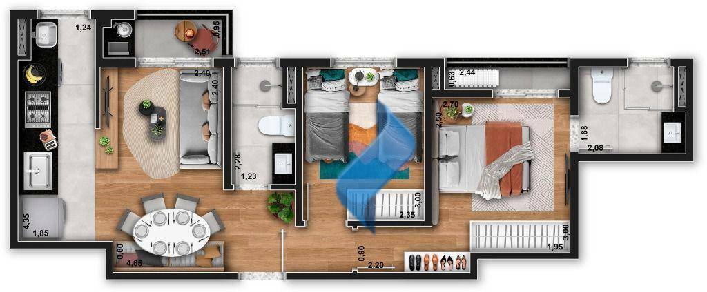 Apartamento à venda com 2 quartos, 52m² - Foto 2