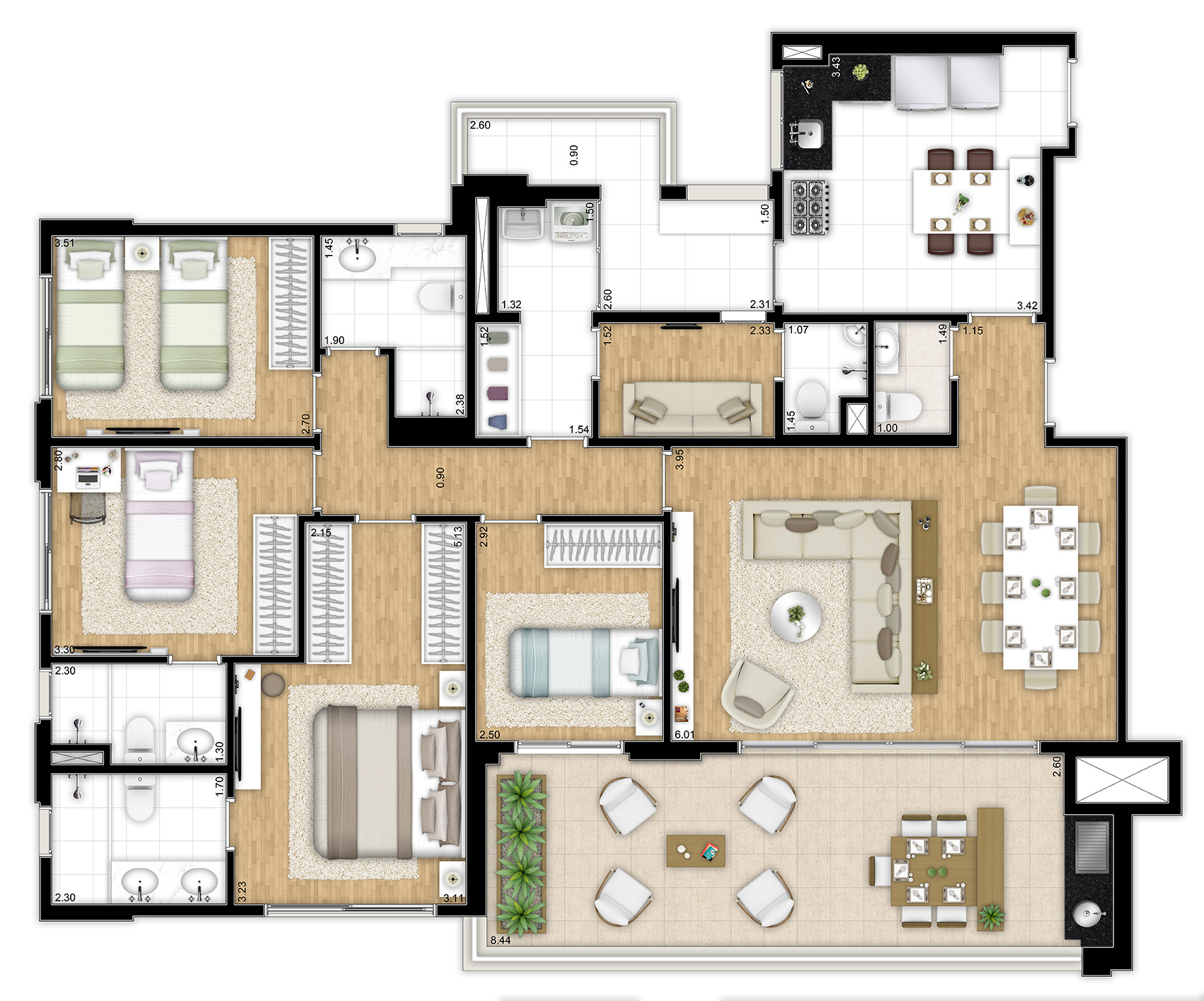 Apartamento à venda com 4 quartos, 159m² - Foto 2