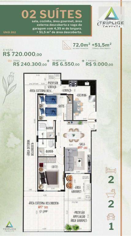 Apartamento à venda com 2 quartos, 123m² - Foto 2