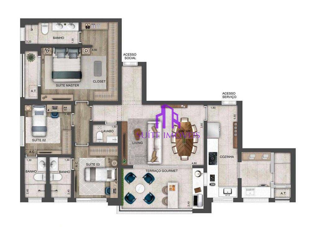 Apartamento à venda com 2 quartos, 80m² - Foto 3