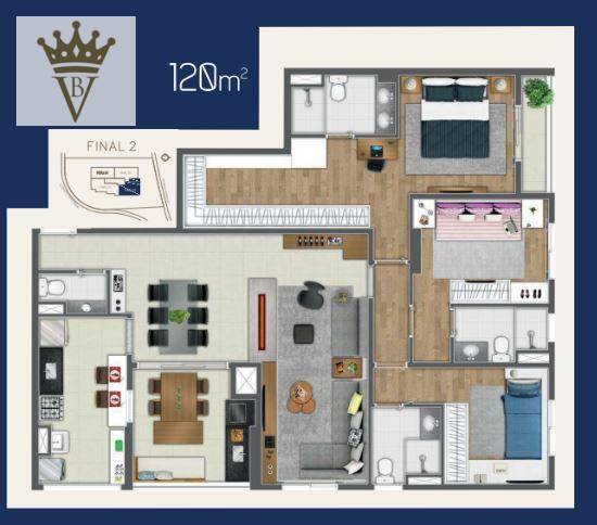 Apartamento à venda com 3 quartos, 120m² - Foto 9