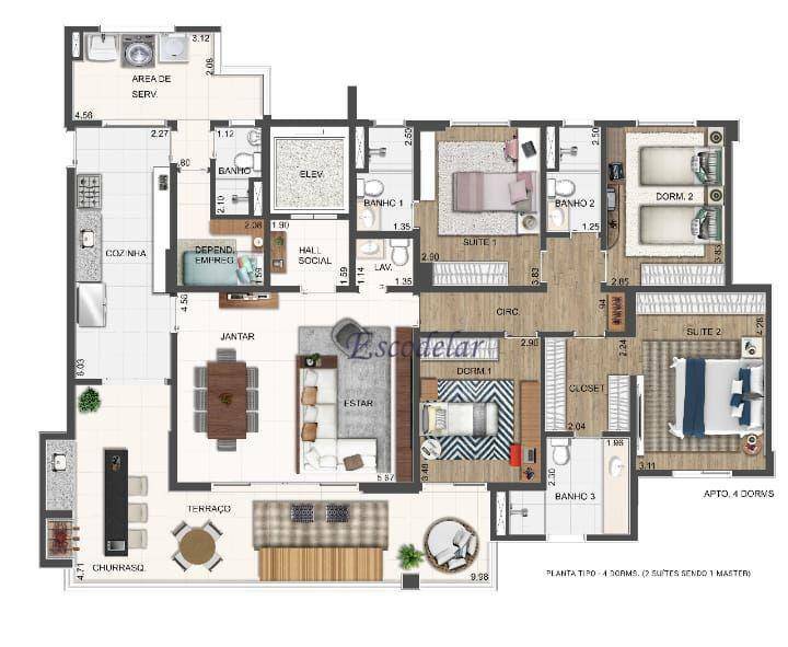 Apartamento à venda com 4 quartos, 183m² - Foto 15