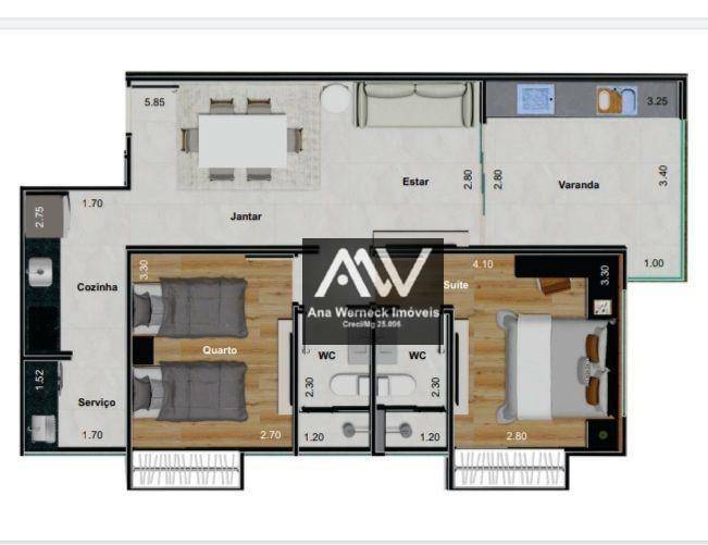 Apartamento à venda com 2 quartos, 68m² - Foto 6