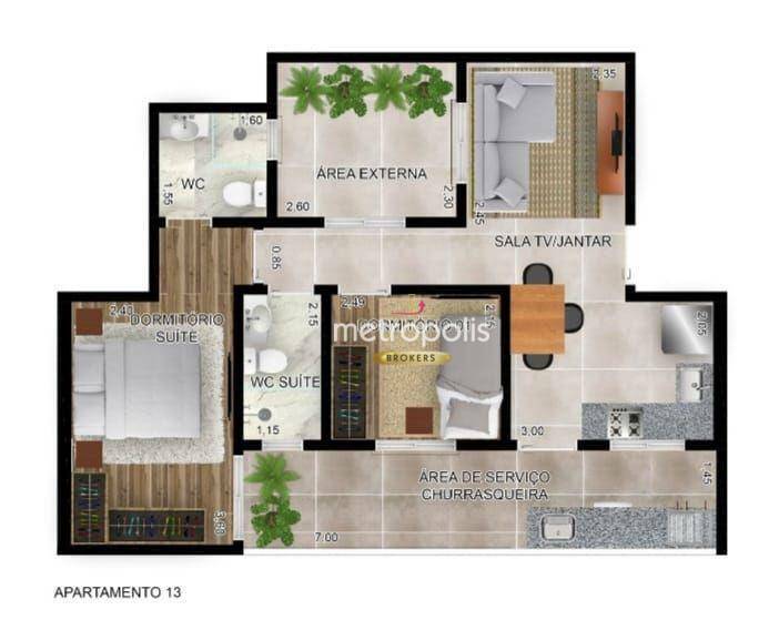 Apartamento à venda com 2 quartos, 44m² - Foto 3