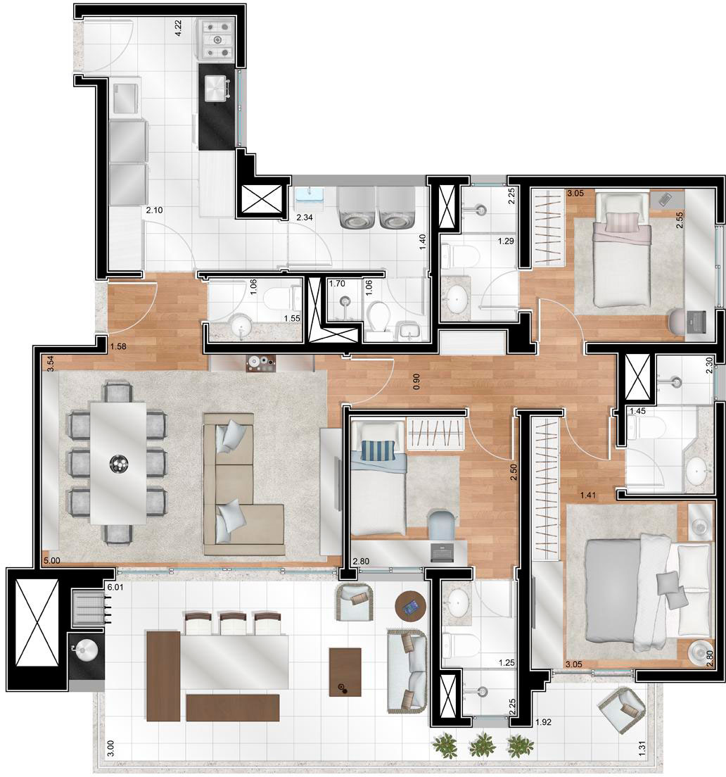 Apartamento à venda com 3 quartos, 117m² - Foto 2