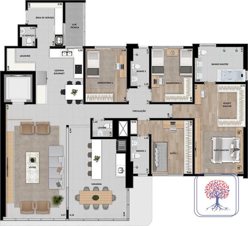 Apartamento à venda com 4 quartos, 211m² - Foto 4