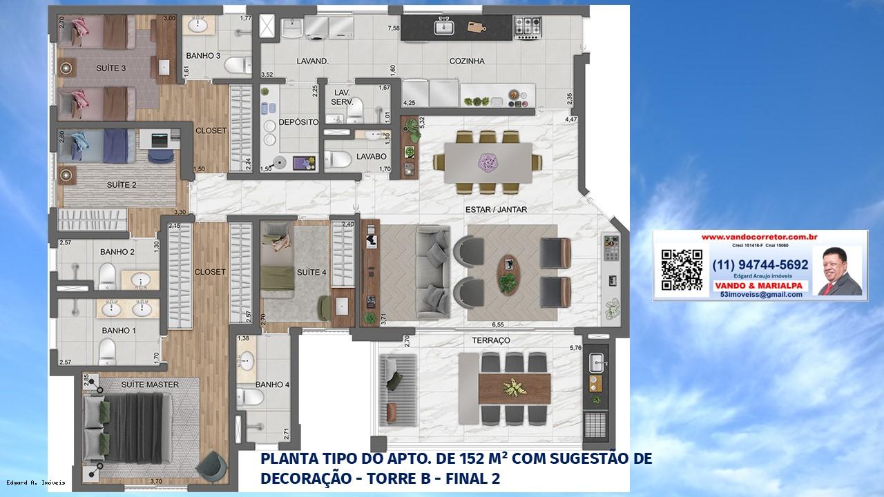 Apartamento à venda com 4 quartos, 153m² - Foto 2