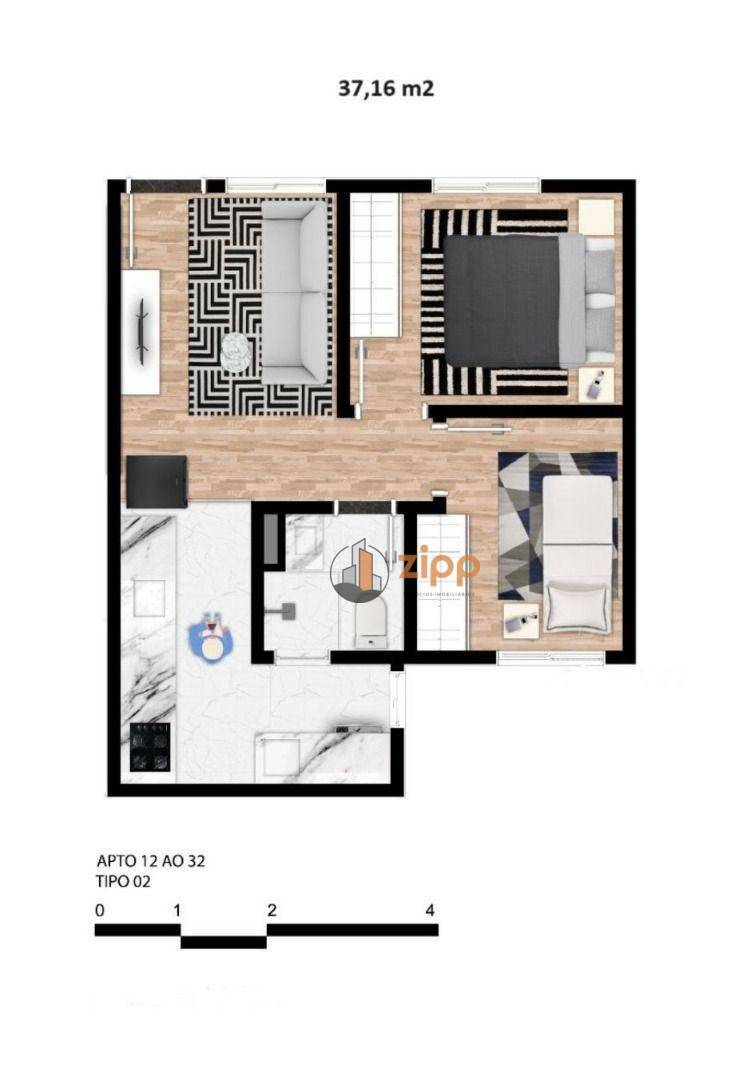 Apartamento à venda com 2 quartos, 37m² - Foto 3