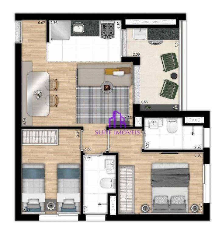 Apartamento à venda com 2 quartos, 60m² - Foto 1