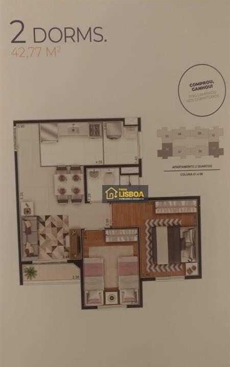 Apartamento à venda com 2 quartos, 42m² - Foto 3