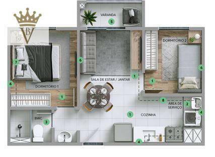 Apartamento à venda com 2 quartos, 34m² - Foto 3