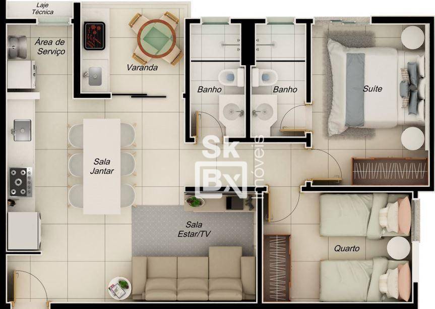 Apartamento à venda com 2 quartos, 66m² - Foto 6