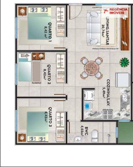 Apartamento à venda com 3 quartos, 78m² - Foto 3