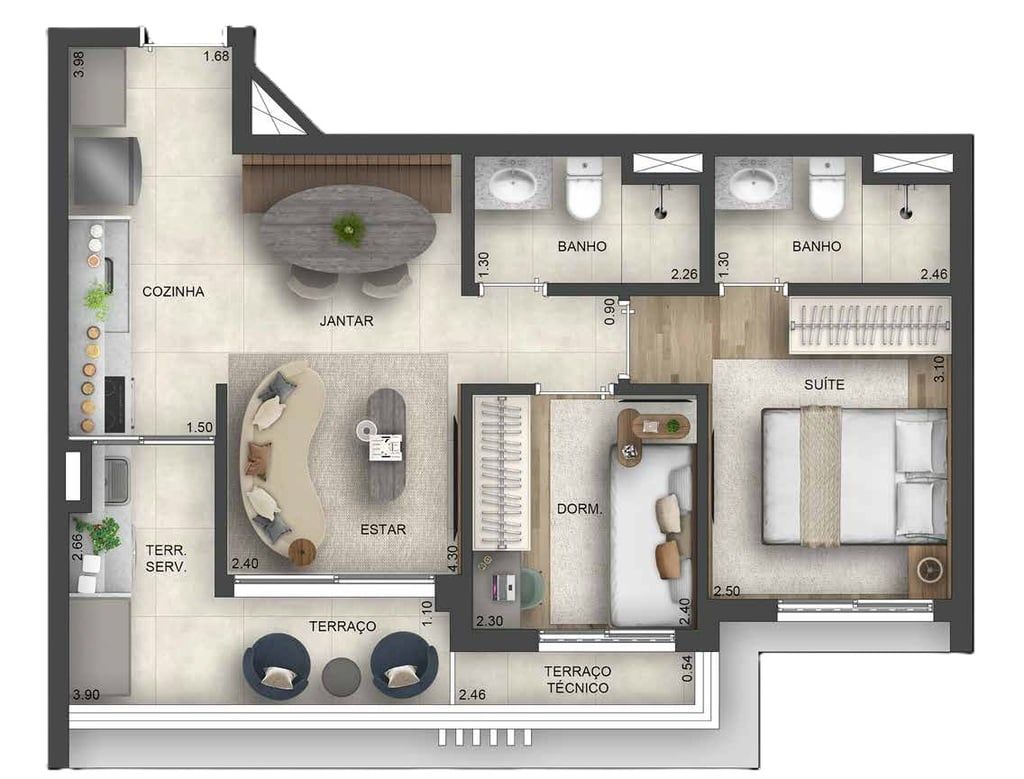 Apartamento à venda com 3 quartos, 69m² - Foto 9